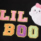 Black Halloween Lil Boo Chenille Patch Girl Bubble