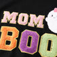 Black Halloween Mom&Girl Boo Chenille Patch Top