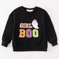 Black Halloween Mom&Girl Boo Chenille Patch Top