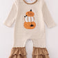 Khaki Stripe Pumpkin Glitter Girl Romper