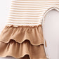 Khaki Stripe Pumpkin Glitter Girl Romper