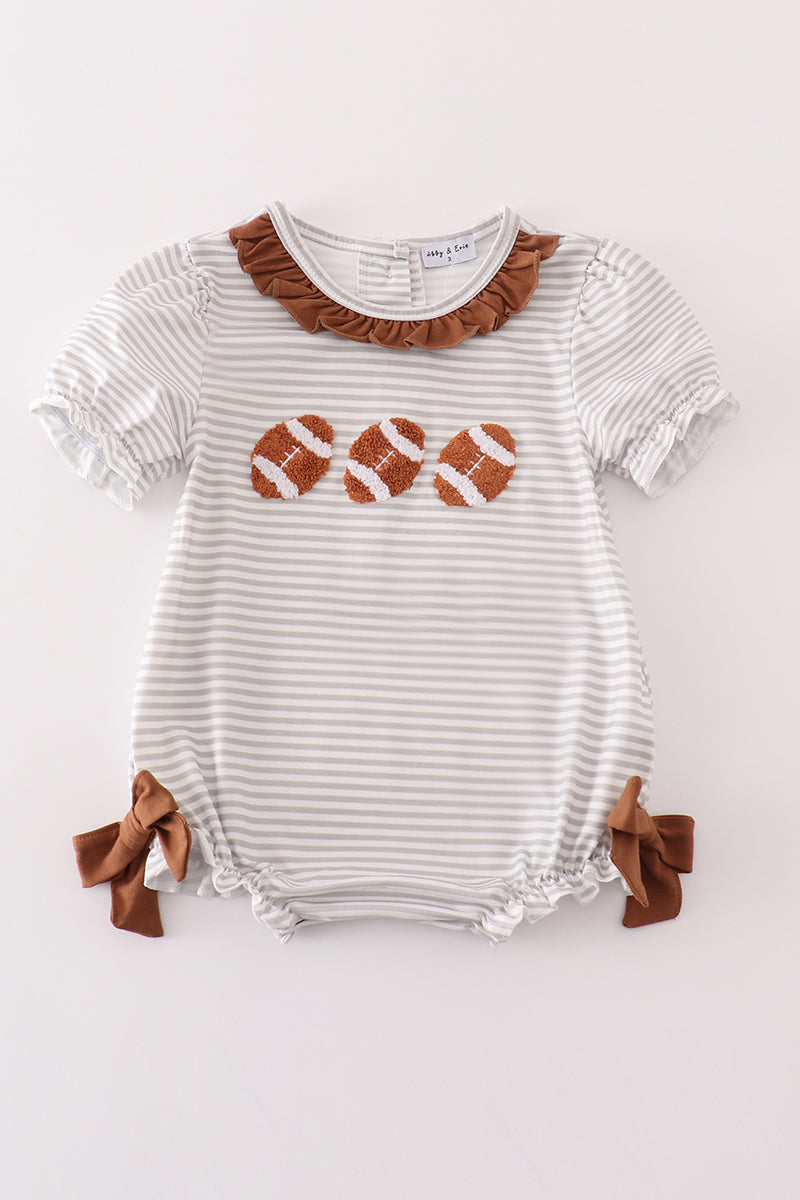 Brown Football French Knot Stripe Girl Bubble