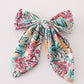 Teal Floral Print Hair Sailor Bow