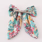 Teal Floral Print Hair Sailor Bow