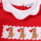 Red Valentine Puppy Embroidery Girl Bloomer Set