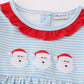 Blue Stripe Christmas Santa  Embroidery Girl Set