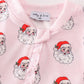 Pink Christmas Santa Claus Zipper Girl Romper