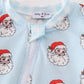 Blue Christmas Santa Claus Zipper  Unisex Romper