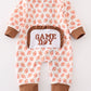 Brown Football Game Day Embroidery Girl Romper