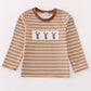 Brown Stripe Antler Embroidery Boy Top