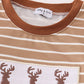 Brown Stripe Antler Embroidery Boy Top