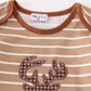 Brown Stripe Antler Embroidery Boy Top