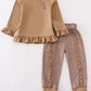 Brown Stripe Antler Embroidery Girl Set