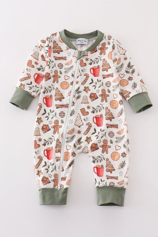 Merry Christmas Print Zip Boy Romper