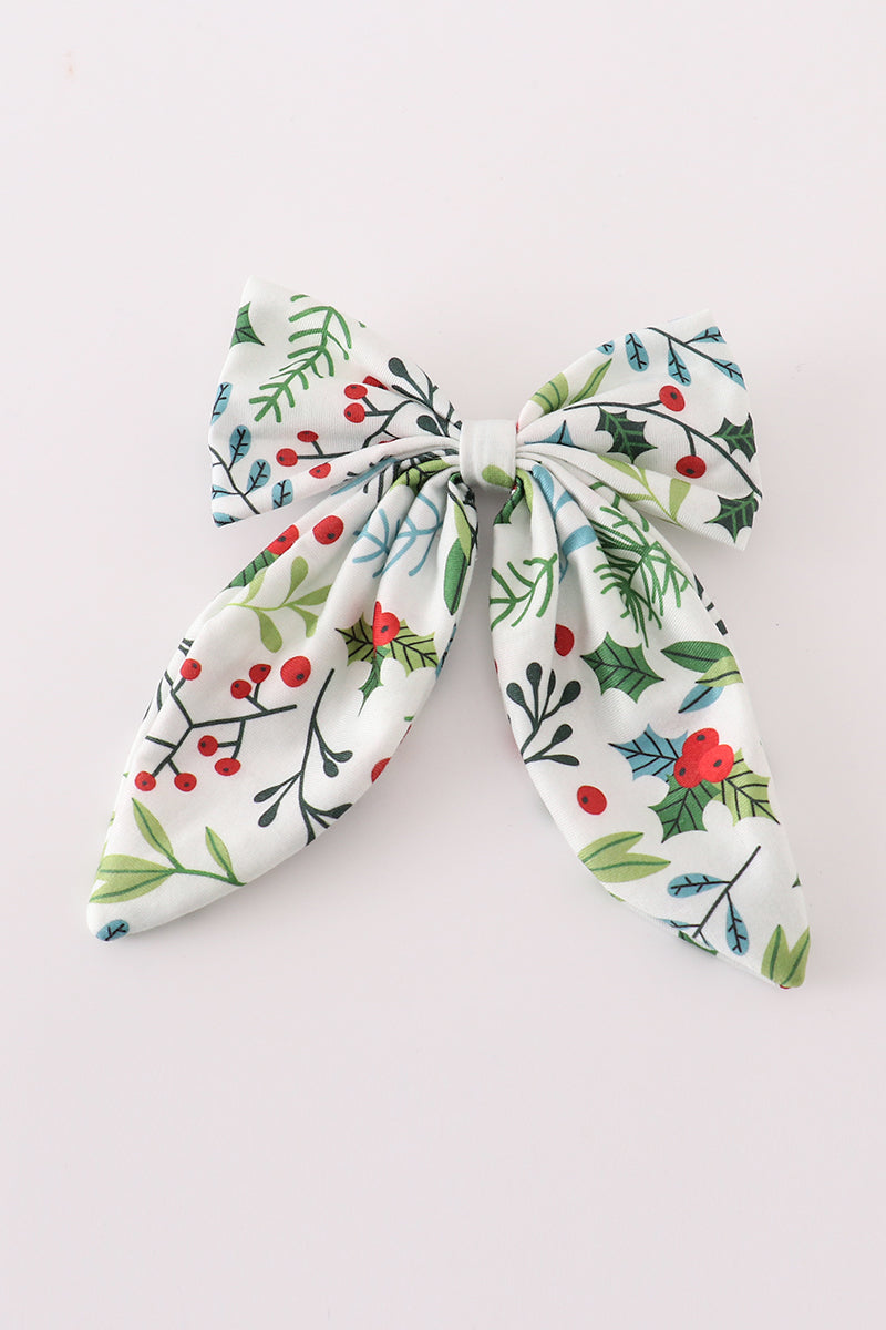 Christmas Print Girl Hair Sailor Bow