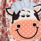 Coral Floral Cow Applique Girl Bubble