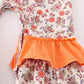 Coral Floral Cow Applique Girl Romper