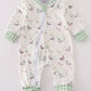 Sage Duck Print Zip Boy Romper