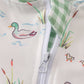 Sage Duck Print Zip Boy Romper