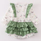 Sage Duck Print Girl Ruffle Bubble