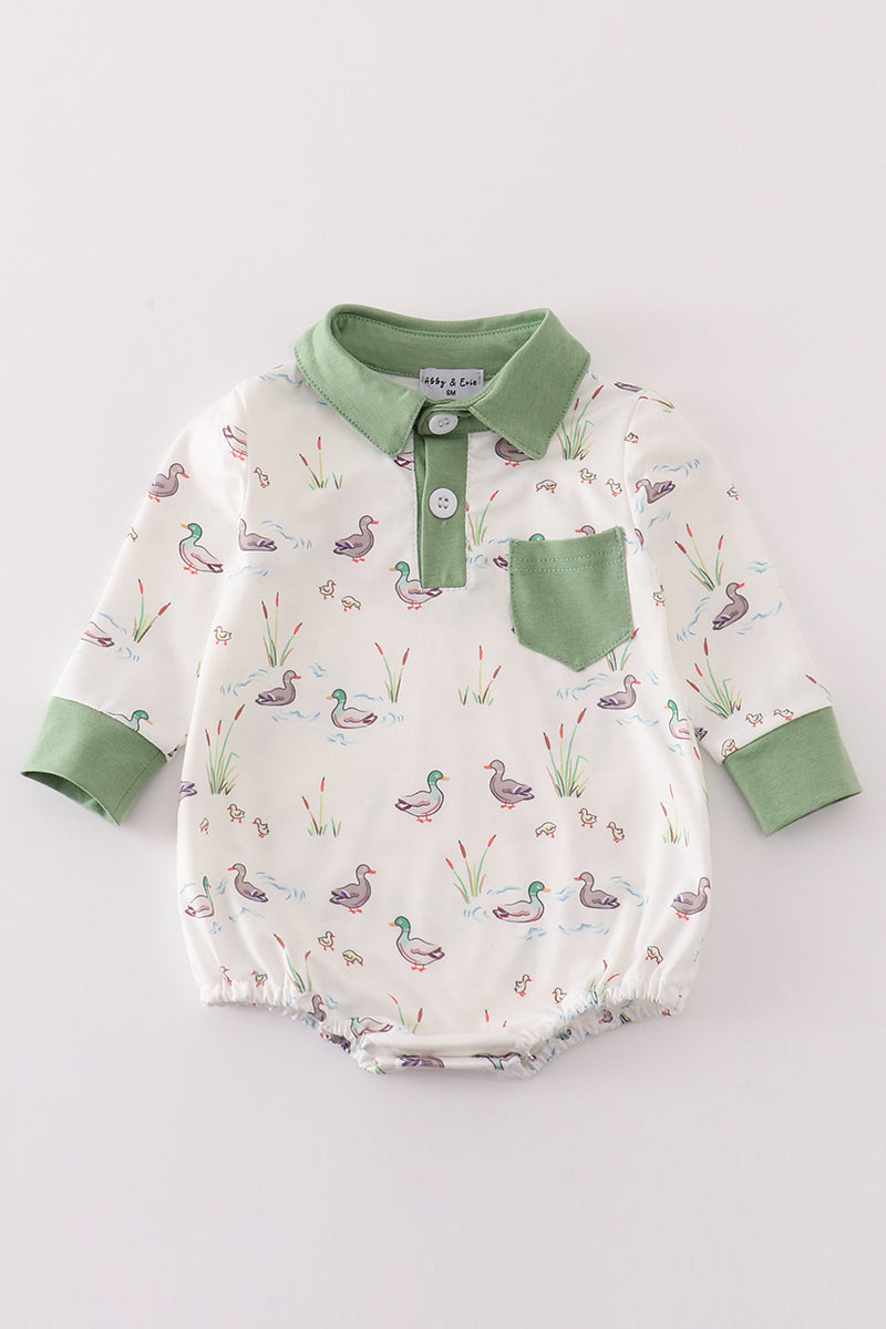 Sage Duck Print Boy Bubble