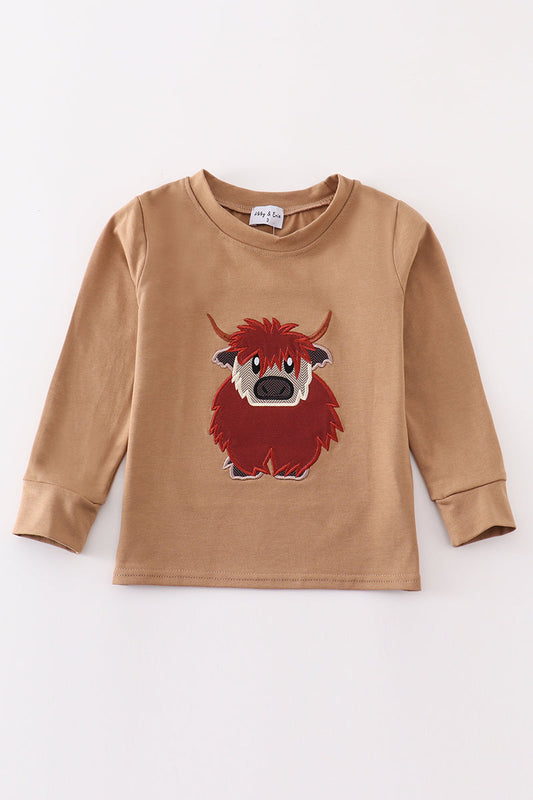 Brown Cow Applique Boy Top