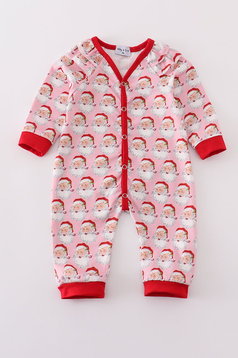 Pink Christmas Santa Claus Girl Romper