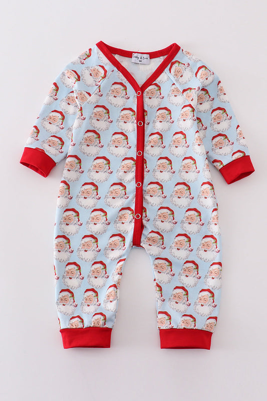 Blue Christmas Santa Claus Boy Romper