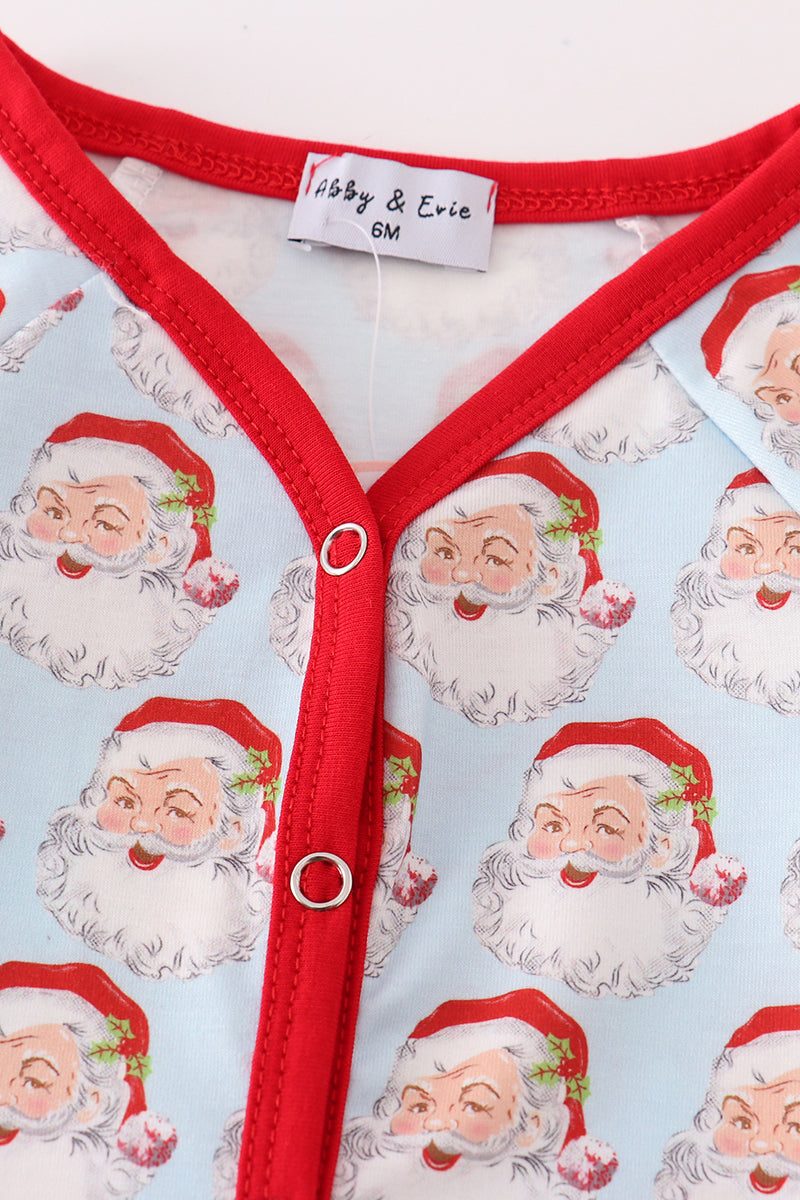 Blue Christmas Santa Claus Boy Romper