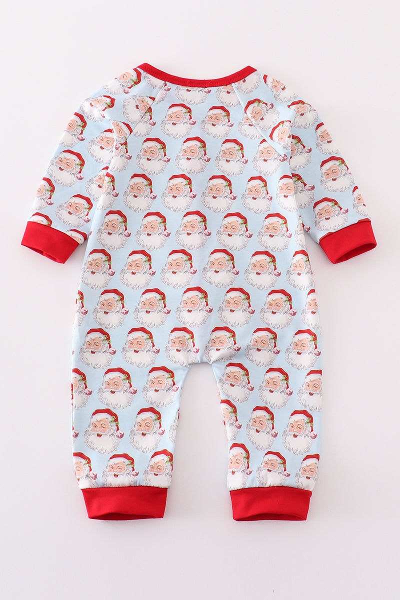 Blue Christmas Santa Claus Boy Romper