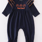 Navy War Eagle Embroidery Girl Romper