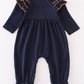 Navy War Eagle Embroidery Girl Romper