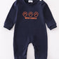 Navy War Eagle Embroidery Boy Romper