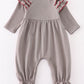 Grey Roll Tide Embroidery Girl Ruffle Romper