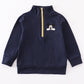 Navy Character Embroidery Boy Zipper Pullover