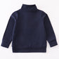 Navy Character Embroidery Boy Zipper Pullover