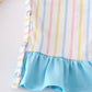 Stripe Princess Embroidery Girl Romper