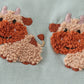 Green Farm Cow French Knot Boy Set