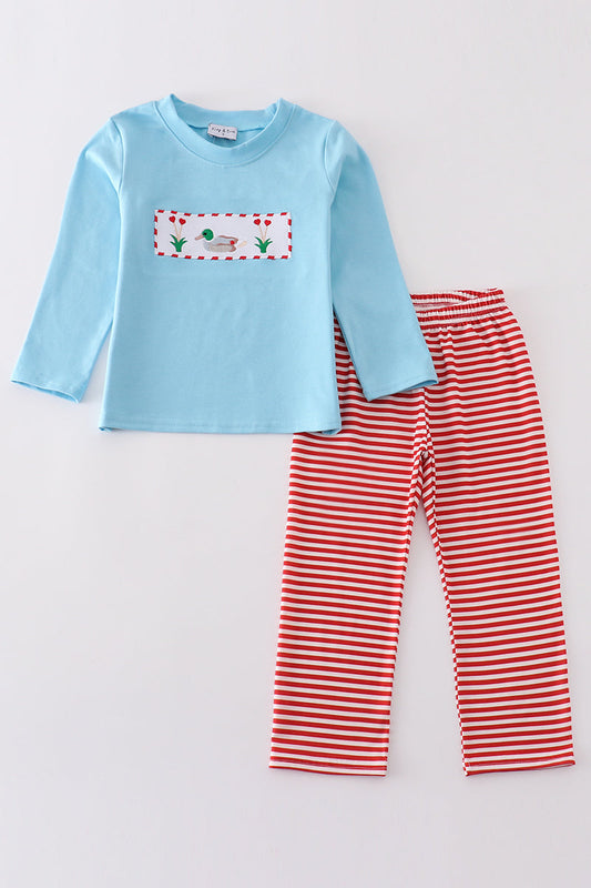 Blue Valentine Duck Embroidery Boy Set