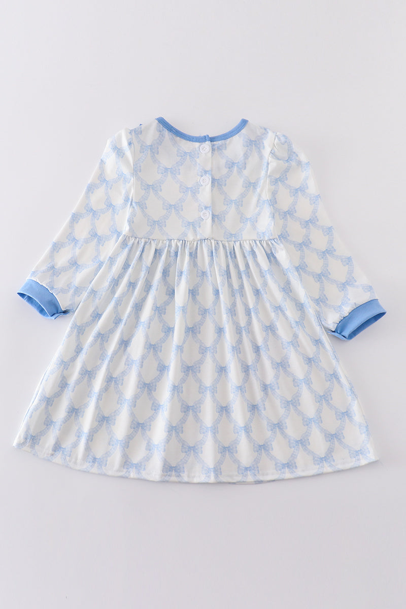 Blue Bow Ruffle Dress