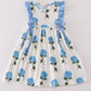 Blue & White Hydrangea Print Girl Dress