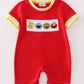 Red Charactor Embroidery Boy Romper