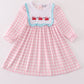 Valentine's Day Heart Envelope Embroidery Plaid Girl Dress