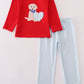 Red Puppy Heart Applique Boy Set