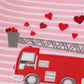 Valentine'S Day Fire Truck Applique Girl Romper