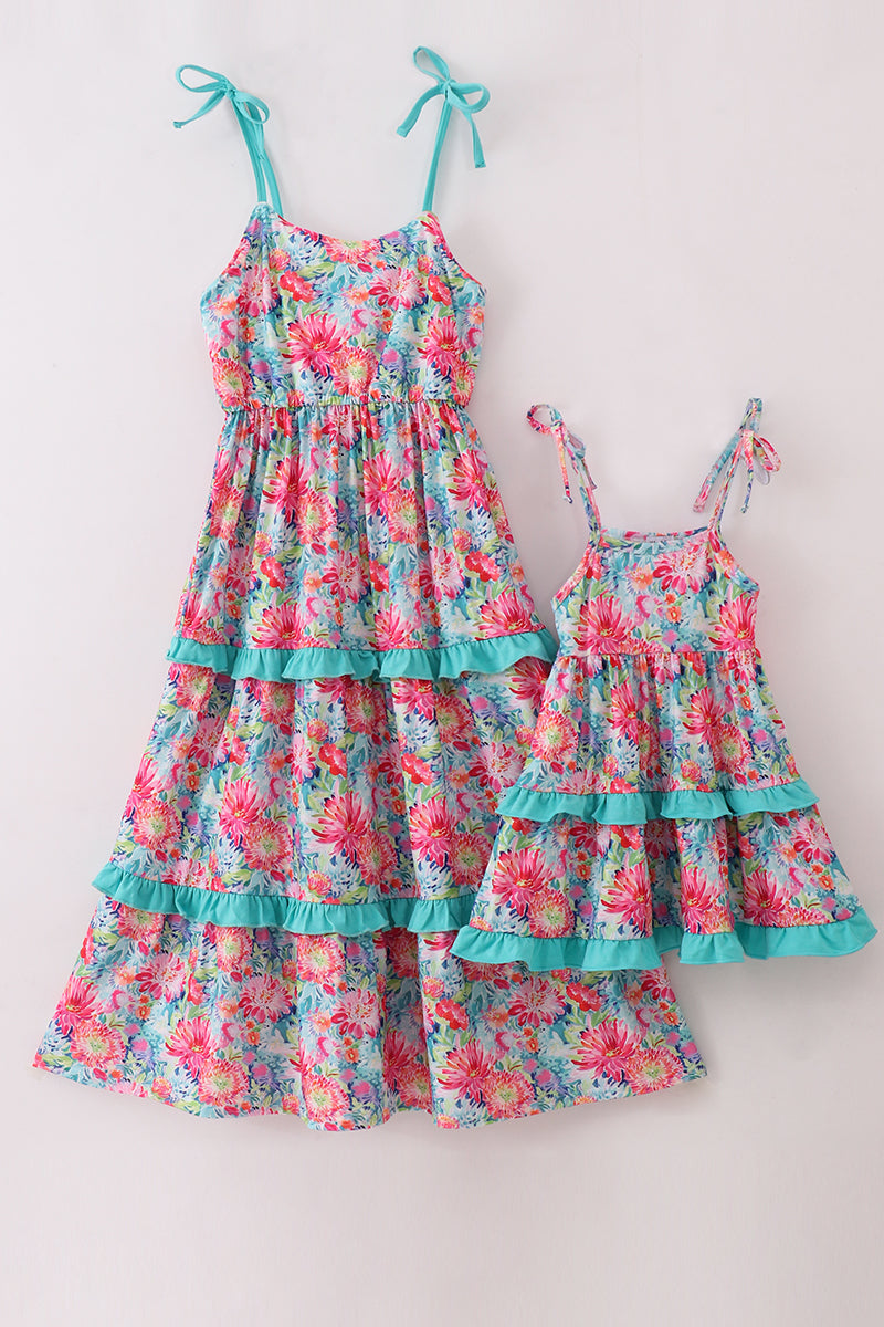 Tropical Bloom Print Mom&Me Dress