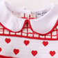 Valentine's Day Smocked Heart Embroidery Boy Bubble