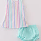 Multicolored Stripe Girl Bloomer Set