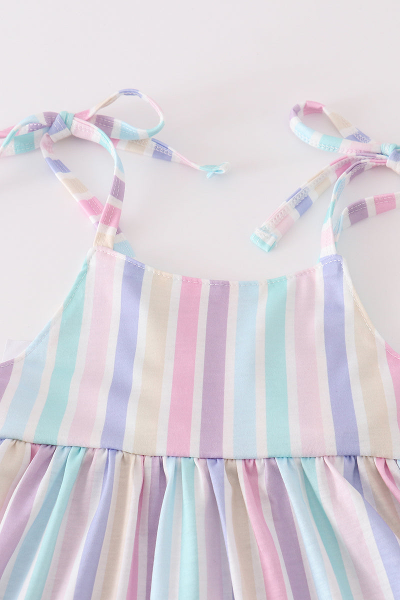 Multicolored Stripe Girl Shorts Set