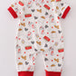 Red The Lord's Chicken Print Boy Romper